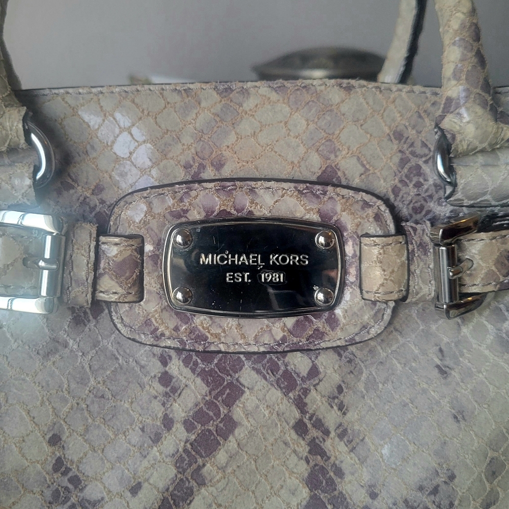 Michael Kors Grey & Silver Python Large Satchel - image 3